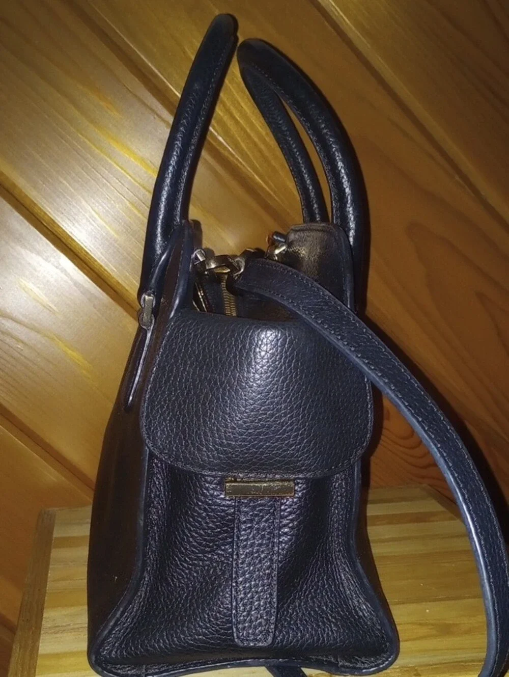 Michael Kors Black Pebbled Leather Satchel  11x8 With Heigh 12.5 With Handles Up